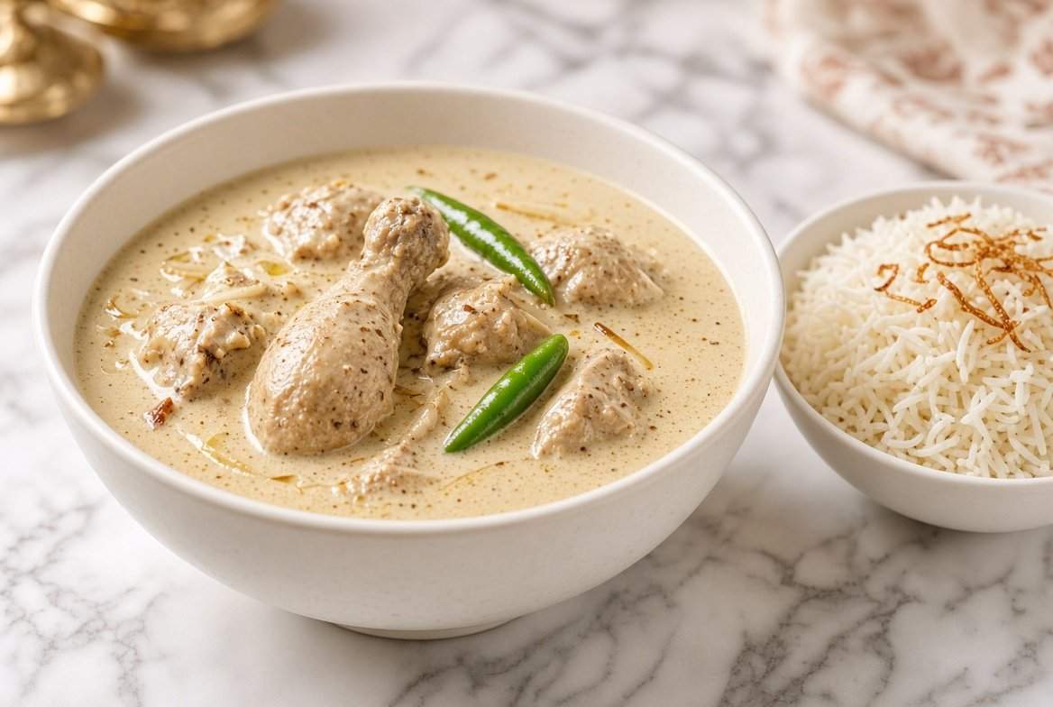 Bengali chicken rezala with fragrant rice